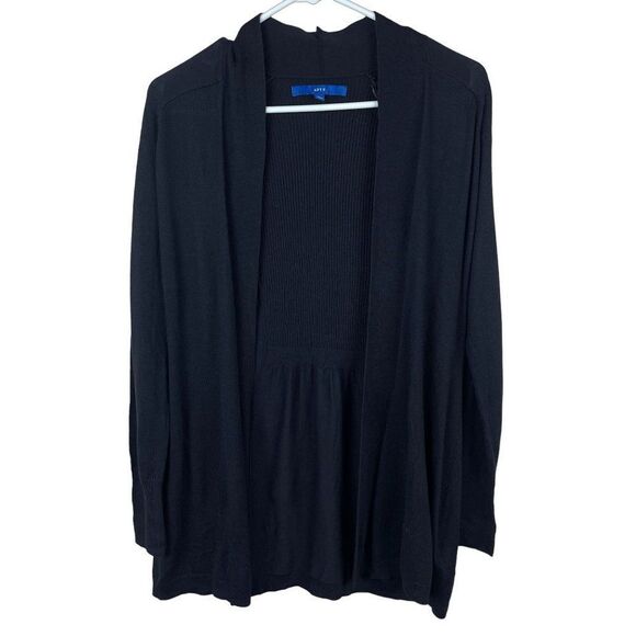 Apt 9 Essential Ribbed Sweater Cardigan Womens S Black Open Front Stretch Casual - Picture 3 of 11